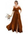 Women's Bridesmaid Dresses with Slit Long Cold Shoulder Chiffon Formal Party Dress with Pockets YJ102 Burnt Orange $33.60 Dre...