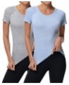 2 Pieces Women Short Sleeve Workout Shirt Seamless Workout Shirts Workout Tops Fitted Top Sports Yoga Athletic Shirt Top Shor...